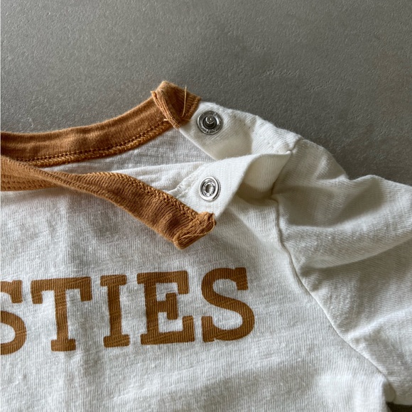 LITTLE CO Besties Matching Tee & Shorts set, Cream & Camel, 9m - Picture 4 of 9